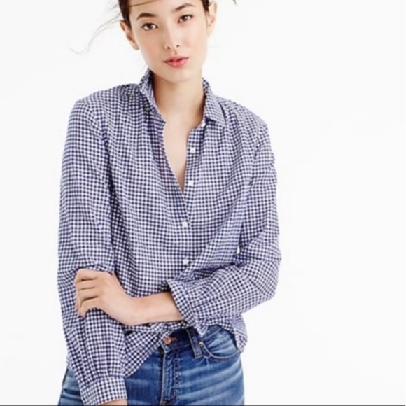 J. Crew Pink & White Microgingham Popover - Picture 7 of 7